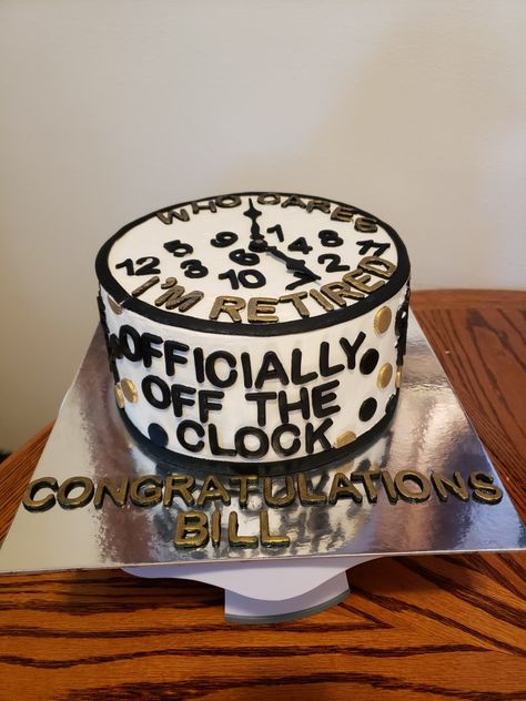 Men’s Retirement Party Decorations, Retirement Clock Ideas, Retirement Party Ideas For Men Construction, Retirement Birthday Party, Mans Retirement Party Decorations, Retirement Party Party Favors, 60th Birthday And Retirement Party, Mens Retirement Cake, Planning Retirement Party