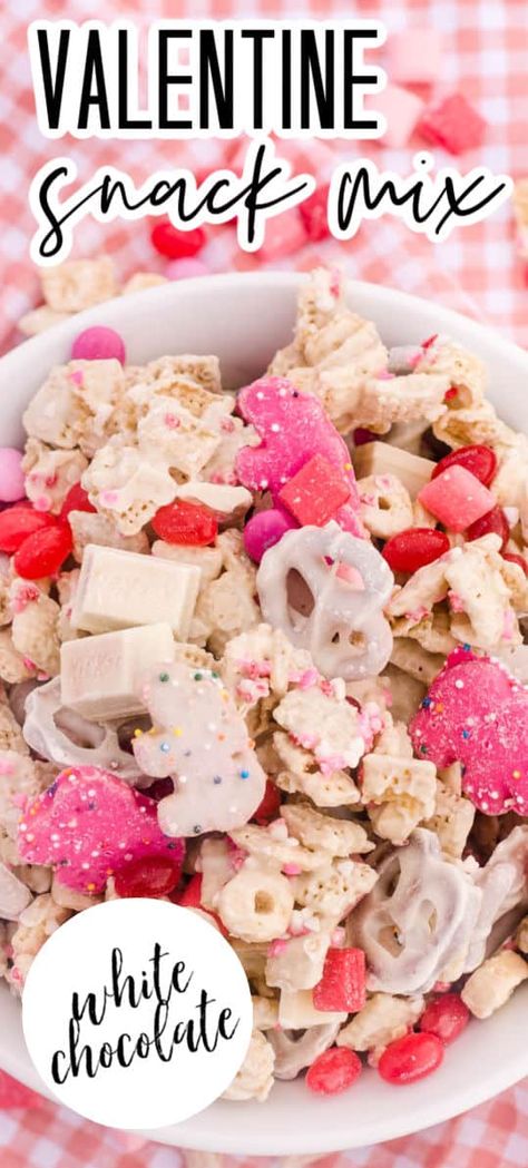 Easy Valentines Snacks, Valentines Ideas For Boyfriend, Valentine Snacks, White Chocolate Chex Mix, Valentine Snack, Sprinkles Cookies, Chocolate Chex Mix, Valentine Goodies, Valentines Party Food