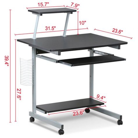 Top 50 Amazing Useful Dimensions For Home Furniture - Engineering Discoveries Small Space Home Office, Small Kitchen Design Layout, Computer Study, Black Computer Desk, Printer Shelf, Iron Furniture Design, Desk With Keyboard Tray, Desk Workstation, Small Bathroom Layout