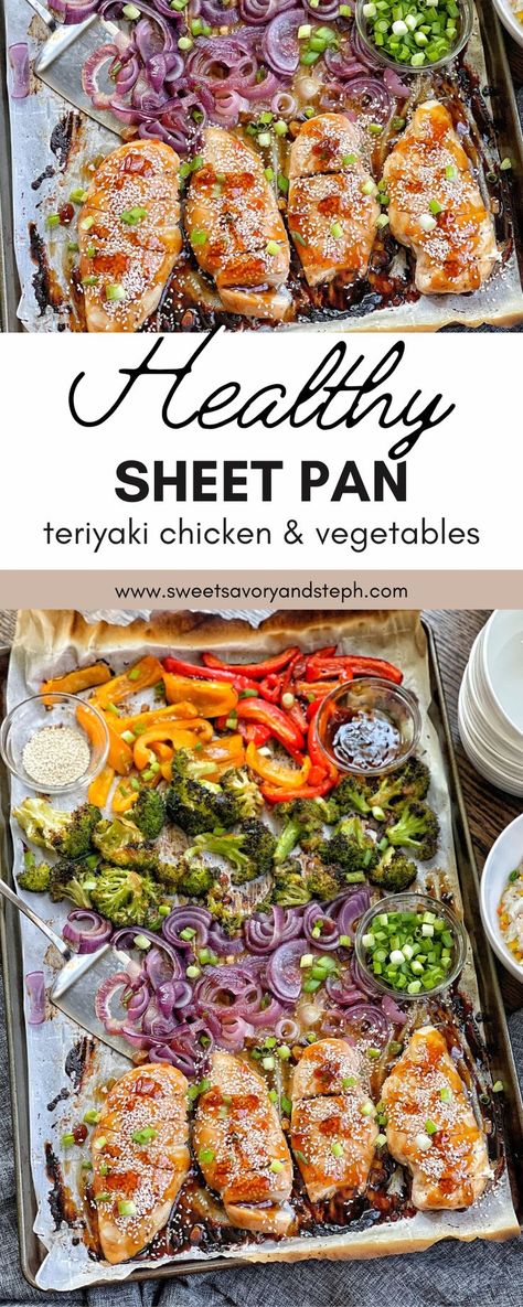 Teriyaki Chicken And Vegetables, Sheet Pan Teriyaki Chicken, Teriyaki Chicken Breast, Pan Chicken Breast, Healthy Sheet Pan, Healthy Chicken Pot Pie, Baked Teriyaki Chicken, Dinner Homemade, Homemade Teriyaki Sauce