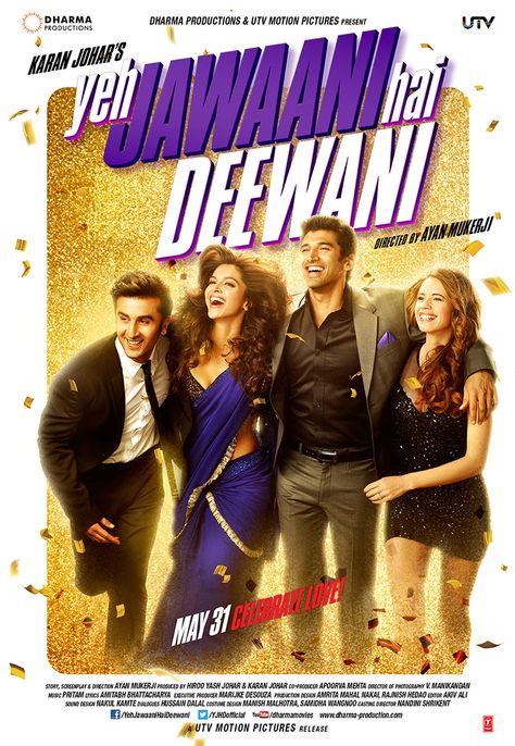 Yeh Jawaani Hai Deewani Yeh Jawaani Hai Deewani, Bollywood Posters, Shahid Kapoor, Ranbir Kapoor, Bollywood Movie, Indian Movies, Romantic Movies, Hindi Movies, Manish