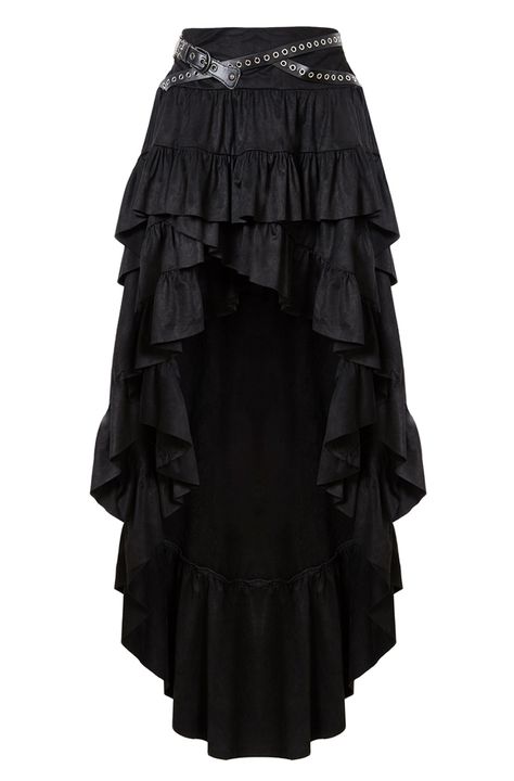 Nouveau produit : Black long skirt and short front with belt steampunk gothic Darkinlove Vous aimez ? / New product do you like ?  Prix: 64.90 #new #nouveau #japanattitude #jupes #gothique #gothic #elegant #aristocrat #steampunk #skirt #black #long #short #belt #frilly #darkinlove #kw122 Gothic Skirt, Dark In Love, Short Noir, Gothic Skirts, High Low Skirt, Faux Leather Belts, Skirt Long, Beautiful Skirts, Goth Outfits