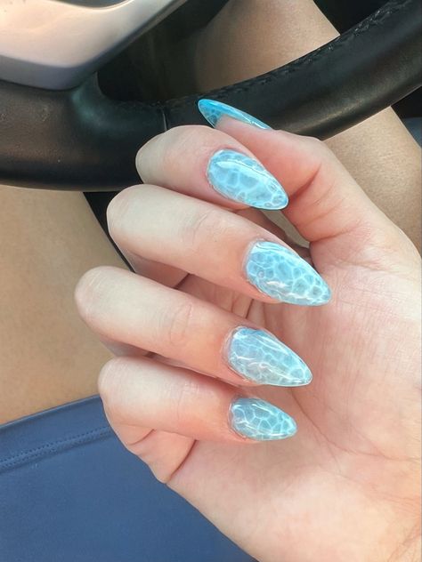 Pool Nails Summer, Long Almond Nails Summer, Pool Water Nails, Teacher Nail Designs, Summer Almond Nails, Teacher Nails, Pool Nails, Summer Nails Almond, Long Almond Nails