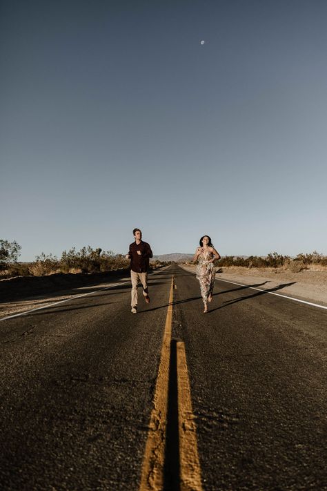 Desert Road Photoshoot, Road Side Photography Poses, Joshua Tree Couple Photoshoot, Desert Couple Photoshoot, Rv Photography, Road Photoshoot, Joshua Tree Photoshoot, Invisible Things, Photoshoot Ideas Couples