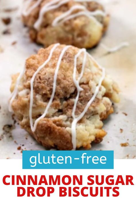 Buttery, sweet gluten free cinnamon sugar drop biscuits, with beautiful cinnamon bits marbled throughout, are ready in minutes! Gluten Free Drop Biscuits, Gluten Free Cinnamon, Gluten Free Biscuits, Drop Biscuits, Gf Bread, Gluten Free Bakery, Gluten Free Sweets, Gluten Free Eating, Gluten Free Treats