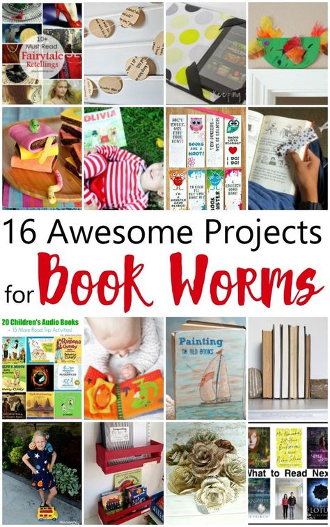 Must see projects for book worms. Great book inspired crafts and book lists. Book Lovers Crafts, Crafts For Book Lovers, Worm Crafts, Crafts Kids, Book Worm, Book Projects, Any Book, Diy Clay, Organization Ideas