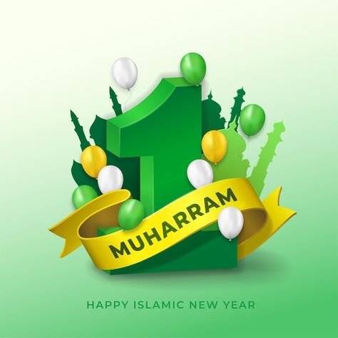 Happy muharram islamic new year 3d illus... | Premium Vector #Freepik #vector #hijri #hijri-year #eid-3d #islamic-3d Happy Muharram Islamic New Year, Hijri New Year, Hijri Year, Happy Islamic New Year, Happy Muharram, Eid Milad Un Nabi, Eid Milad, Islamic New Year, Eid Al Fitr