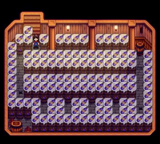 Ancient Fruit Wine, Wine, Stardew Valley, Interior Design Cask Layout Stardew, Wine Cellar Stardew Valley, Stardew Valley Wine Guide, Cellar Layout Stardew, Stardew Wine Cellar, Stardew Wine Shed, Cellar Stardew Valley, Stardew Valley Fruit Bat Cave, Stardew Valley Wine