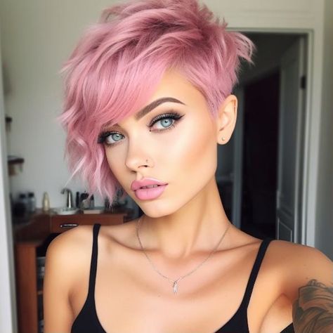 40 Pink Hair Color Ideas for 2024 Pink Bob Hairstyles, Purple Pixie Haircut, Hair Color Ideas Short Hair, Caramel Hair Color Ideas, Long Undercut, Hair Color Short Hair, Caramel Hair Color, Short Hair Color Ideas, Dark Pink Hair