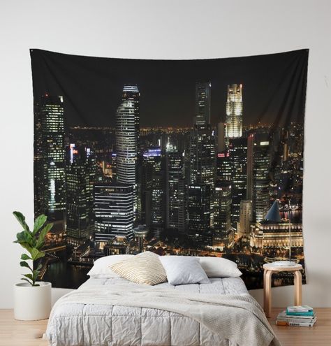 Top Modern 2021 Wall Art Hanging Tapestries Decor For Bedrooms, Realistic Night City View Mens Tapestry Bedroom, New York Night Street, Night City View, Men Decor, Manly Decor, Night Street, New York Night, Tapestry Bedroom, Wall Art Hanging