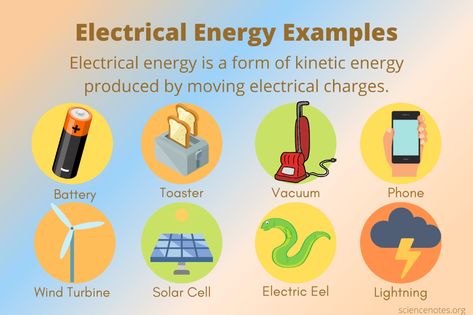 Electrical Energy Examples Mechanical Energy Examples, Kinetic Energy Examples, Potential Energy Examples, Gravitational Potential Energy, Energy Forms, Physics Lessons, Learn Physics, Chemical Energy, Sentence Examples