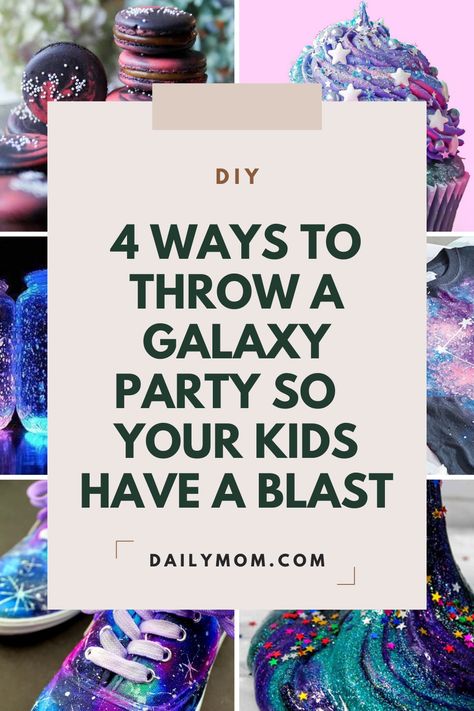 Galaxy Party Game Ideas, Galaxy Birthday Games, Stellar Birthday Party, Space Themed Birthday Party Crafts, Space Slumber Party, Galaxy Birthday Activities, Galaxy Unicorn Birthday Party, Planetarium Birthday Party, Galaxy Bday Party Ideas