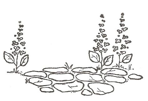 Path Drawing Ideas, Stone Path Drawing, Path Drawing, Magnolia Stamps, Stone Pathway, Flower Art Drawing, Stone Path, Bullet Journal Design Ideas, 캐릭터 드로잉