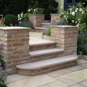 Front Porch Steps, Brick Steps, Stone Paving, Indoor Plant Wall, Step Treads, Raised Patio, Patio Steps, Stone Steps, Garden Stairs