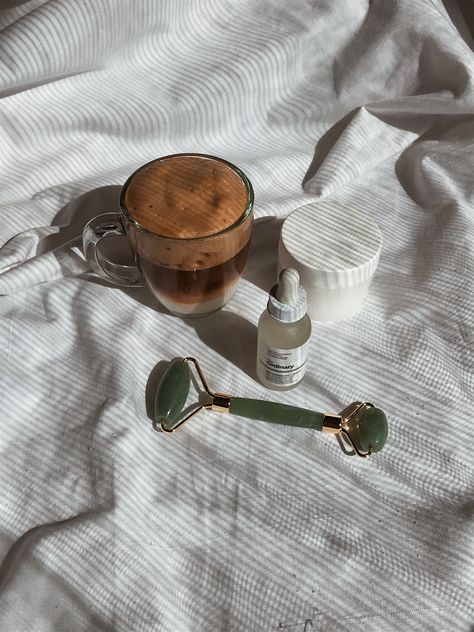 The Ordinary Coffee Serum, Skincare Flatlay, Ugc Photos, Skincare Vibes, Product Flatlay, Ugc Examples, Weekend Routine, Caffeine Eye Cream, Skincare Aesthetic