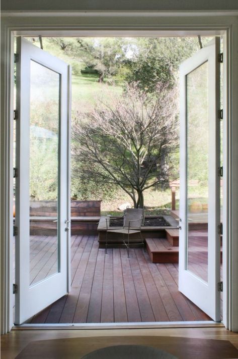 French Doors, open out, onto deck. Blinds For French Doors, Door Blinds, French Doors Exterior, Modern Entry, French Doors Patio, French Doors Interior, Bedroom Doors, Interior Barn Doors, Back Doors