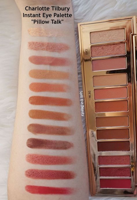 Pillow Talk Instant Eye Palette, Charlotte Tilbury Swatches, Charlotte Tilbury Eyeshadow, Warm Makeup, Beauty Pillow, Charlotte Tilbury Makeup, Gold Palette, Hydrating Lip Balm, Fair Skin Tone