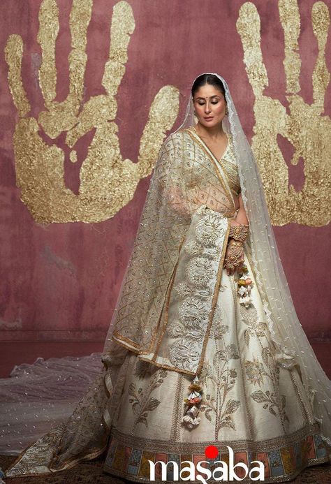 Masaba Gupta, Bridal Lehenga Designs, Lehenga Style, Kareena Kapoor Khan, Ivory Bridal, Lakme Fashion Week, Sharara Set, Kareena Kapoor, Organza Dupatta