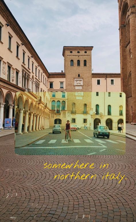 picture in picture, a place in Crema, Italy and a movie scene from Call me by your name Dark Academia Posters, Your Name Wallpaper, Somewhere In Northern Italy 1983, Arte Jazz, Italian Aesthetic, Italy Summer, I Call You, Name Wallpaper, Italy Aesthetic