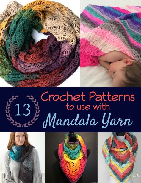 13 Crochet Patterns using Mandala Yarn (or Similar Yarn) – Crazy Q Crafts | Mandala Yarn - Caron Cakes - Cupcake Yarn - Colorful - Crochet Patterns - Crochet - Crochet Rug - Blankets - Shawls - Scarves - Hat - Cowls Caron Cake Crochet Patterns, Caron Cakes Crochet, Lion Brand Mandala Yarn, Crazy Crochet, Crochet Cowl Free Pattern, One Skein Crochet, Mandala Yarn, Sparkle Yarn, Gif Disney