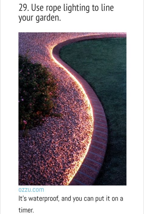 Garden wall light hack Easy Backyard, Landscape Edging, Backyard Lighting, Backyard Diy Projects, Rope Light, Garden Path, Garden Edging, Beautiful Backyards, Garden Borders