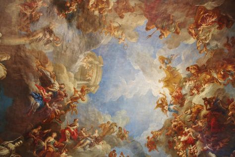 Ceiling in Versailles: Paris Sistine Chapel Aesthetic Wallpaper, Roman Painting, Ceiling Painting, Paris Pictures, Book Wallpaper, Sistine Chapel, Greek Art, Laptop Wallpaper, Wallpaper Pc