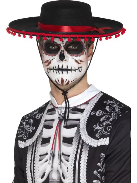 Mexican Fancy Dress, Mexican Halloween Costume, Mexican Halloween, Mens Fancy Dress, Dead Makeup, Occasion Hats, Hat Day, Red Day, Halloween Men