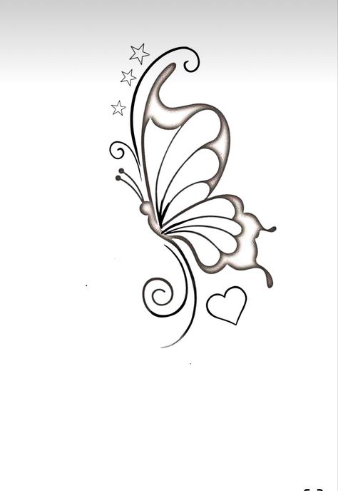 J Butterfly Tattoo, Lower Back Butterfly Tattoos For Women, Butterfly Tattoo Easy, Heart Butterfly Tattoo, Butterfly Leg Tattoo, Tat Stencils, Butterfly Tattoo Ideas For Women, Butterfly Drawing Outline, Butterfly Leg Tattoos