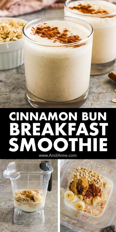 This cinnamon breakfast smoothie is fast and flavorful, the perfect grab-and-go breakfast idea when you're headed out the door. Milk and yogurt are blended with cinnamon and brown sugar to create that delicious cinnamon bun flavor. Cinnamon Bun Smoothie, Cinnamon Roll Smoothie, Cinnamon Roll Breakfast, Fat Burner Smoothie, Healthy Cinnamon Rolls, Chocolate Banana Smoothie, Blueberry Banana Smoothie, Cinnamon Breakfast, Raspberry Yogurt