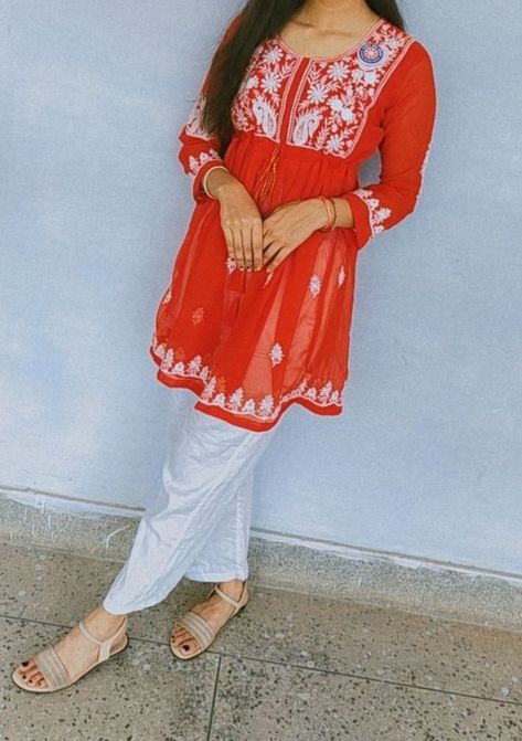 Red Kurti, Krishna, Outfit Ideas, Red, White, Quick Saves