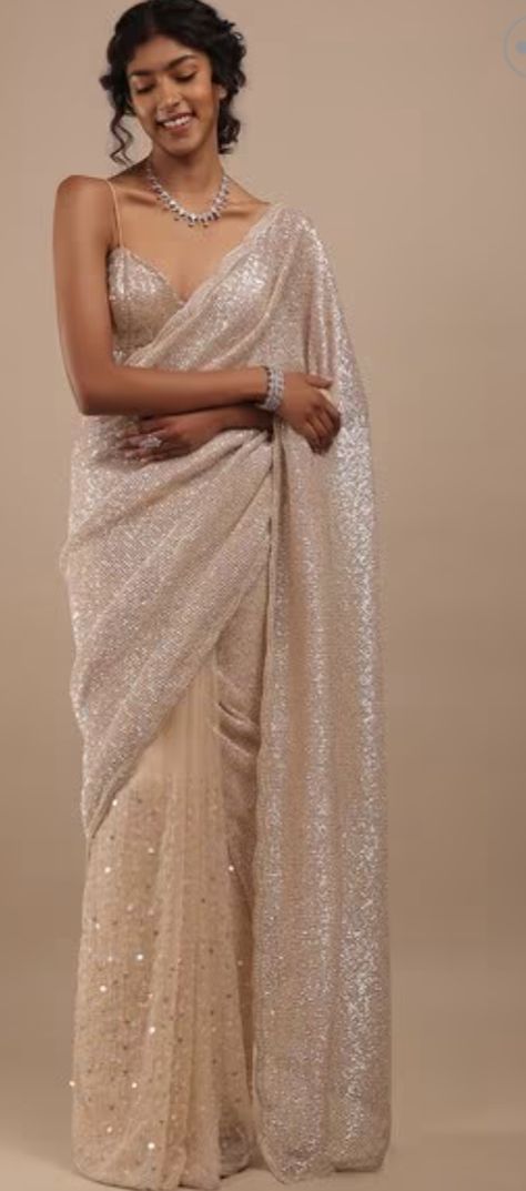 KALKI FASHION Embellished Sequins Shimmer Organza Saree  https://luxe.ajio.com/kalki-fashion-embellished-sequins-shimmer-organza-saree-/p/466871745_peach Kalki Sarees, Shimmer Saree, Kalki Fashion, Organza Saree, Desi, Fashion Inspo, Saree, Quick Saves, Clothes