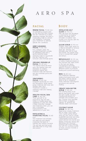 Spa Price List Design Templates, Spa Menus Ideas, Esthetician Price List Ideas, Spa Add On Services, Massage Price List Ideas, Spa Menu Ideas Price List, Spa Menu Design Layout, Facial Price List Ideas, Facial Menu Ideas