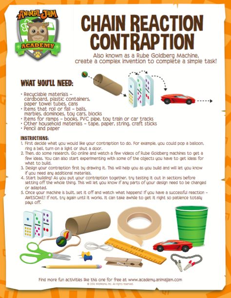 Rube Goldberg Projects, Science Club, Science Projects For Kids, Force And Motion, Activities Worksheet, Chain Reaction, Simple Machines, Animal Jam, Stem Projects