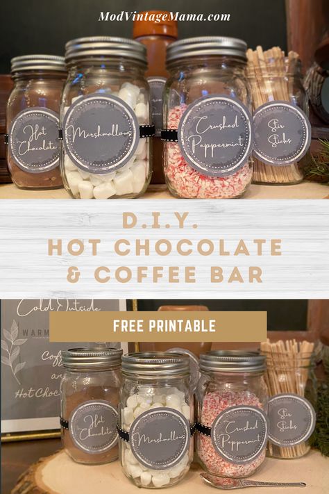 Diy Cocoa Bar Ideas, Cheap Hot Cocoa Bar, Coffee Tea And Cocoa Bar, Hot Coco And Coffee Bar, Coffee And Hot Cocoa Bar Ideas, Coffee Cocoa Bar Ideas, Hot Cocoa Bar Toppings List, Hot Cocoa Bar Printables Free, Coffee And Hot Chocolate Bar Ideas