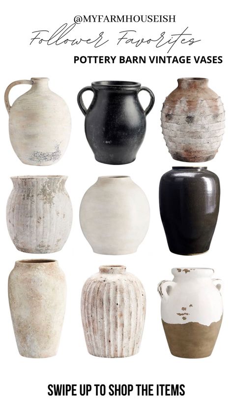 A round-up of my favorites Pottery Barn Vintage Vases. Vases Pots, Large Pottery Vases, Pottery Barn Decorating Ideas, Modern Vases, Large Pottery, Pottery Barn Vases, Pottery Barn Vase, During Pottery Barn Vases, Pottery Vase Ideas