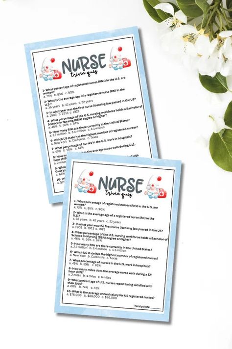 Nurse Appreciation Week Games - Nursing Trivia Nursing Games Activities, Nurse Games, Medical Party, Simple Poems, Nursing License, Nurse Appreciation Week, Nursing Profession, Games Activities, Trivia Quiz