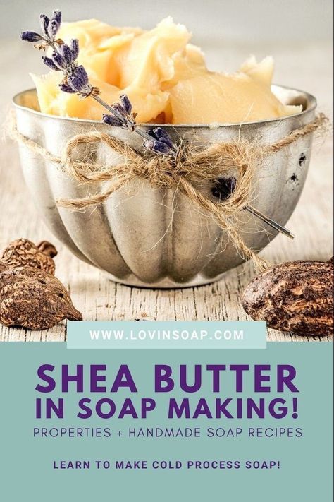 Learn about shea butter in soapmaking; shea butter properties and handmade cold process soap recipes on the Lovin’ Soap blog! As you get further into soapmaking and formulating, it's crucial to know what each soapmaking oil contributes to soap. Shea butter provides a degree of silky moisturization in soap, with a lotion-like lather. Click over to learn more. I'll even share some of my favorite recipes with shea butter, and some good substitutions in case you need them! Face Soap Recipe, Shave Soap Recipe, Vitamin A Benefits, Shea Butter Soap Recipe, Homemade Cold Process Soap, Benefits Of Shea Butter, French Diet, Shae Butter, Natural Soaps Recipes