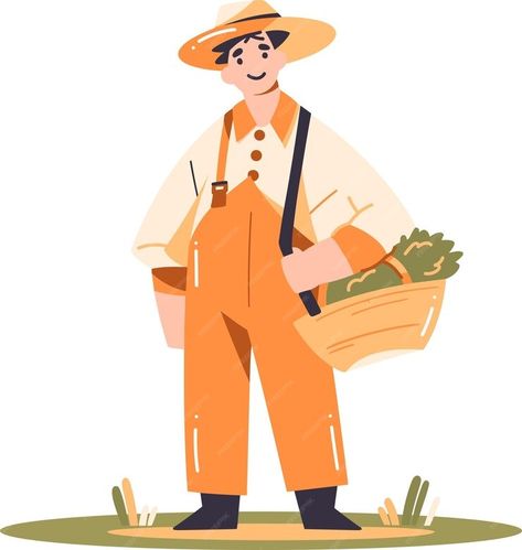 Premium Vector | Hand drawn happy male farmer in flat style isolated on background Farmer Illustration Character, Farmer Illustration, Happy Farm, Vector Hand, Iconic Photos, Flat Style, Vector Illustrations, Vector Pattern, Vector Photo