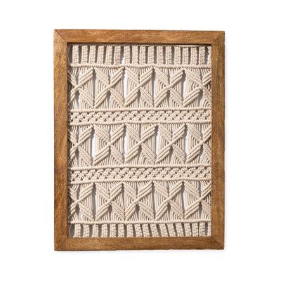 Handcrafted in India, this macrame wall hanging uses traditional techniques to create a beautiful and modern geometric design to place any living space or hallway with energizing ambiance and dimensional texture. Hangs vertically or horizontally. Bungalow Rose | Bungalow Rose Jute Wall Hanging 16.25 H x 21.0 W in brown in Beige | Small (18"- 24") | Wayfair Macrame In A Frame, Macrame Framed Art, Macrame In Frame, Framed Macrame, Plant Climbers, Jute Wall Hanging, Macrame Designs, Simpul Makrame, Crochet Wall Hanging