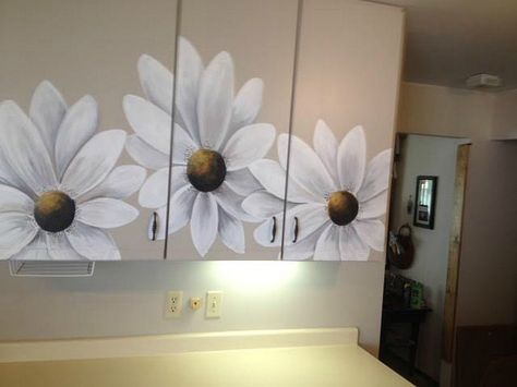 s 13 ways to instantly brighten up a boring kitchen, kitchen cabinets, kitchen design, painting cabinets, Add a bright mural on boring cabinet doors Kitchen Cabinet Decals, Colorful Knobs, Ingenious Ideas, Home Decor Ideas Kitchen, Decorating Above Kitchen Cabinets, Decor Ideas Kitchen, Above Kitchen Cabinets, Built In Cabinet, Diy Home Decor Ideas