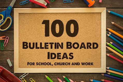 100 bulletin board ideas and themes for school, church and work. Get your message across! Bulletin Board For Work, Office Bulletin Board Ideas, Bulletin Board Ideas For School, Board Ideas For School, Office Bulletin Boards, Work Bulletin Boards, Bullentin Boards, Preschool Bulletin, Church Bulletin Boards