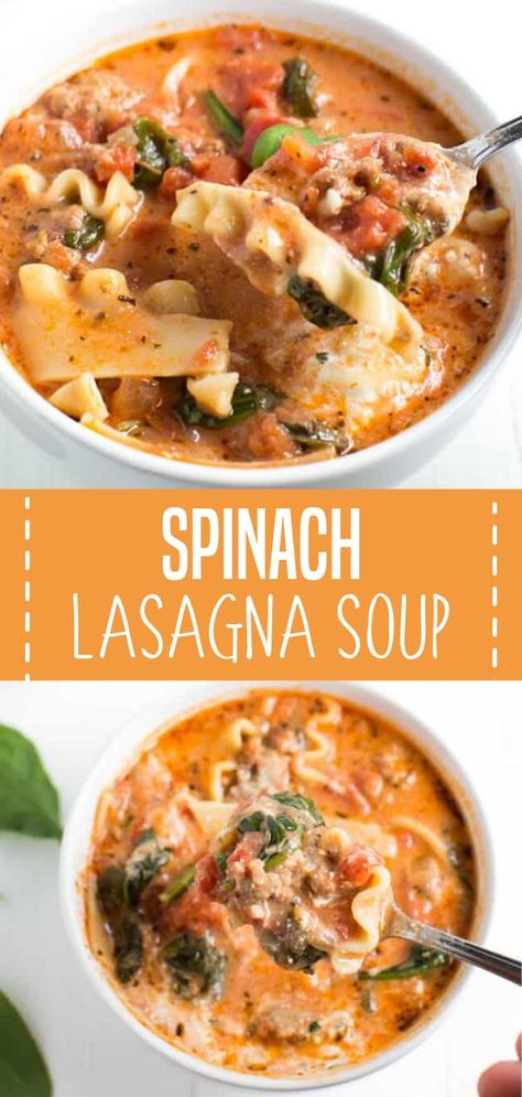 Spinach Lasagna Soup, Warm Dinners For Cold Nights, Chowders Recipes, Hearty Winter Recipes, Soup Spinach, Easy Lasagna Soup, Recipe Development, Healthy Winter Meals, Lasagna Soup Recipe