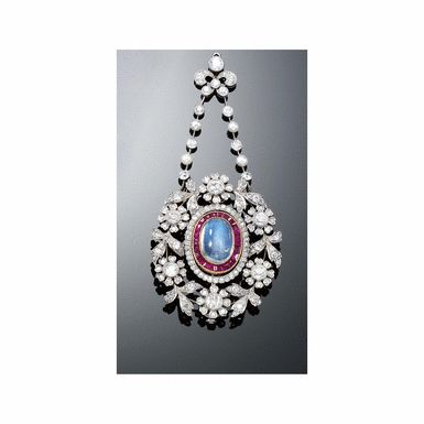 MOONSTONE, RUBY, PEARL AND DIAMOND BROOCH/PENDANT, CIRCA 1900 | lot | Sotheby's Diamond Brooch, Royal Jewels, Fabulous Jewelry, Fine Jewels, Vintage Jewels, Antique Jewellery, Schmuck Design, Vintage Jewellery, Diamond Pendant