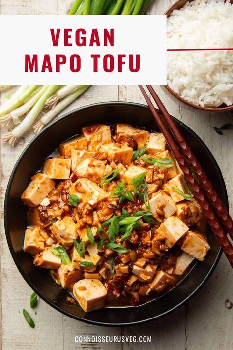 Chinese Tofu Recipes, Vegan Mapo Tofu Recipe, Silken Tofu Recipes, Ma Po Tofu, Vegetarian Meatballs, Mapo Tofu, Vegan Entree, Tofu Dishes, Silken Tofu