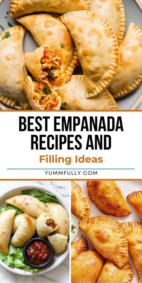 Hand-held meals like empanadas are satisfying, convenient and amazing-tasting! These savory and sweet Empanada Recipes and Filling Ideas that go from classic beef and cheese empanadas to creative dessert fillings, offer deliciously filled flaky crust that you can grab any time of the day! Beef And Cheese Empanadas, Sweet Empanadas Recipe, Empanada Recipes, Beef Empanadas Recipe, Cheese Empanadas, Cornbread Recipe Sweet, Meat Pie Recipe, Easy Homemade Pizza, Single Serving Recipes