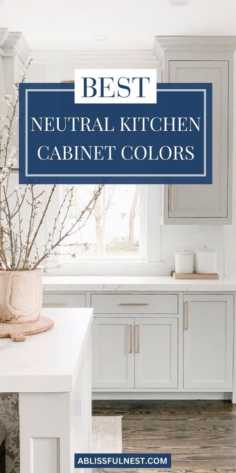 Elevate your kitchen with the perfect neutral palette! This best neutral kitchen cabinet colors guide showcases a variety of beautiful and versatile shades that will complement any style. From bright and airy whites to warm and inviting grays, discover how these timeless hues can transform your kitchen into a stylish and functional space. #kitchenremodel #kitchendesign #neutralcabinetcolors Neutral Kitchen Cabinet Colors, Neutral Kitchen Cabinets, Kitchen Cabinet Paint Colors, Neutral Kitchen Colors, Neutral Cabinets, Kitchen Cabinet Paint, Grey Kitchen Walls, Inviting Kitchen, Warm Kitchen