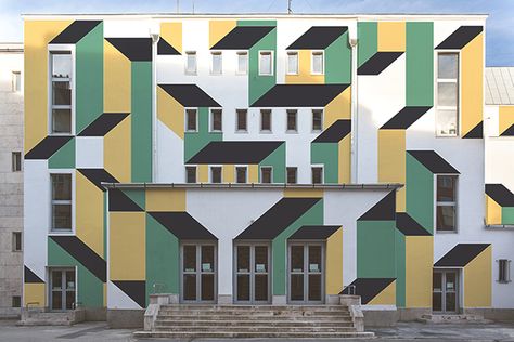 Erkel Theatre - Graphic solution for the facade on Behance Facade Design Pattern, Restaurant Floor Plan, Facade Pattern, Hotel Facade, Hospital Architecture, Graffiti Murals, Interior Rendering, Building Facade, Architect House