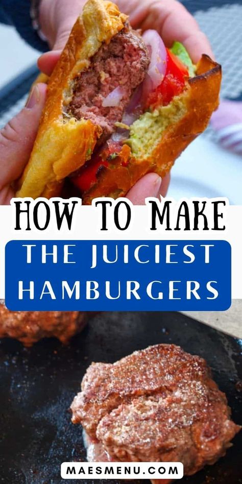 Do you wonder how to make the best juicy grilled hamburgers? Look no further for the complete list of EASY tips to follow to learn how to make tasty, mouthwatering hamburgers every time! You can make these burgers on the stove or the grill, making them a fantastic recipe to make year-round! Try it out today! #hamburgers #dinner #recipes Restaurant Style Burgers, Juiciest Hamburgers Ever, Quick Summer Dinners, Juicy Hamburger Recipe, Hamburgers On The Stove, Grilled Hamburger Recipes, Juicy Burger Recipe, Grilled Hamburgers, Best Hamburger Recipes