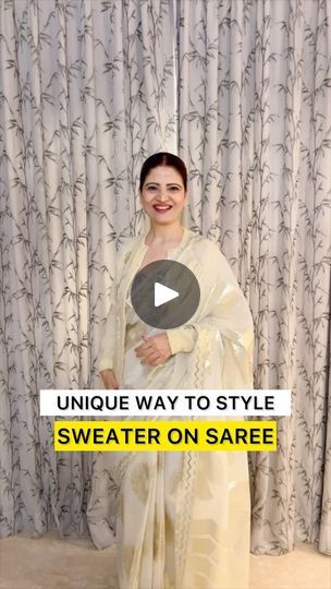 How To Style Saree In Winter, Saree With Sweater, Saree With Sweater In Winter, Winter Saree Look, Winter Saree, White Silk Saree, Beauty Of Simplicity, Blouse Neck, Blouse Neck Designs