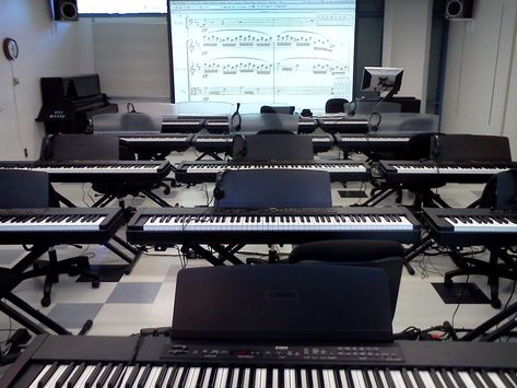 Music Classroom Design, Piano Classroom, Music Room Organization, Academy Design, School Layout, Music Institute, Music Space, Jyp Nation, Piano Classes